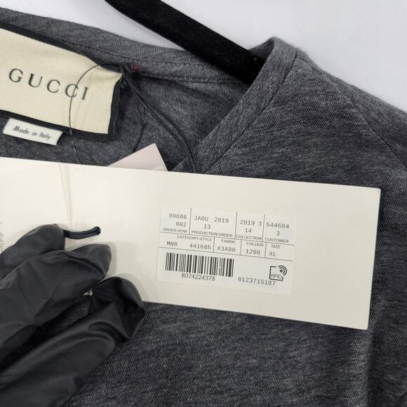 Unisex NWT Gucci Classic Logo Print T-shirt Gray sz XL - Picture 7 of 7